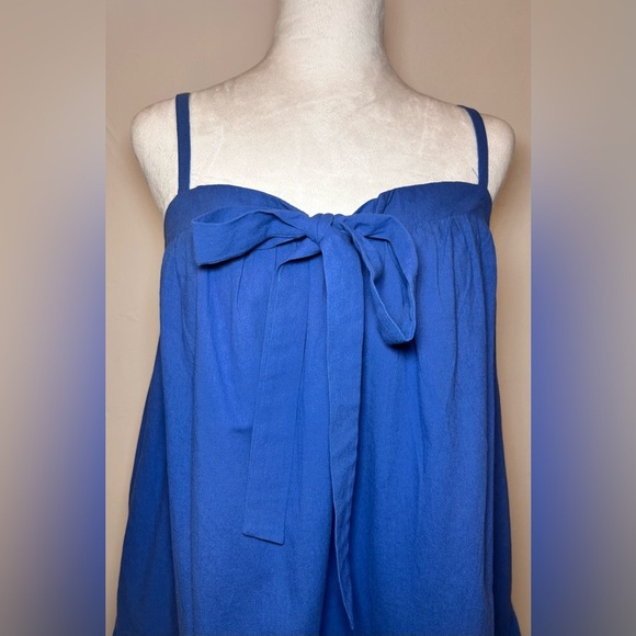 Tie Front Tunic Dress 100% Cotton Size Large Summer Adjustable Straps NWT - Picture 6 of 13